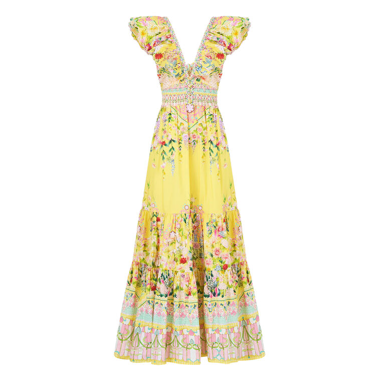 Tiered Short Sleeve Midi Dress With Neck Frill image number null