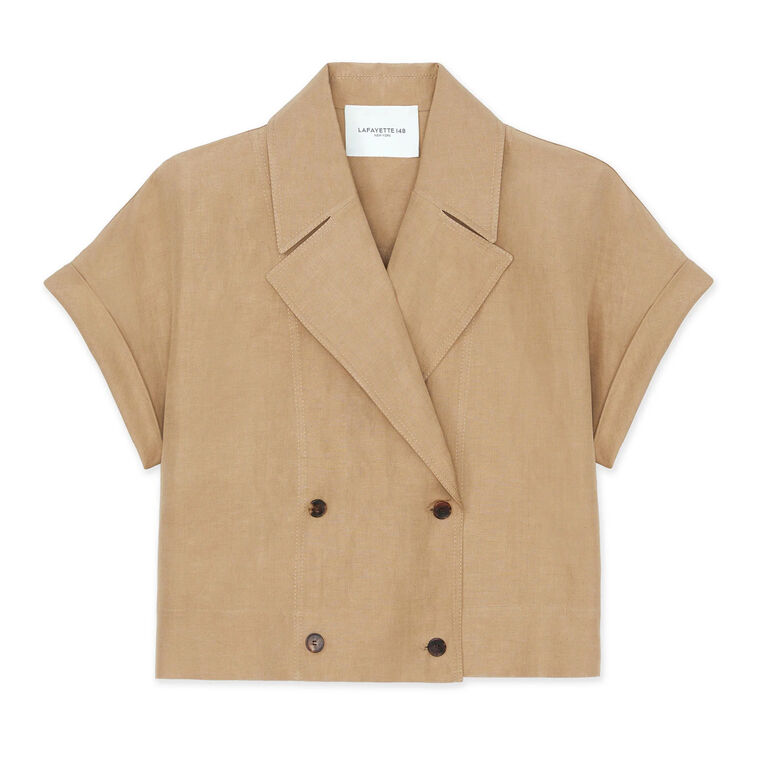 Double Breasted Cropped Shirt Jacket image number null