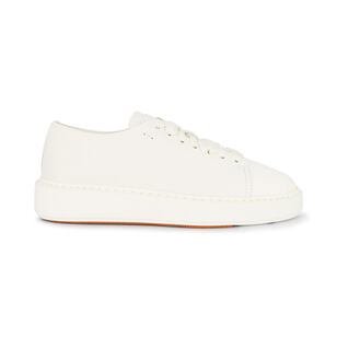 Fuzz Leather Sneaker with Patent Toe