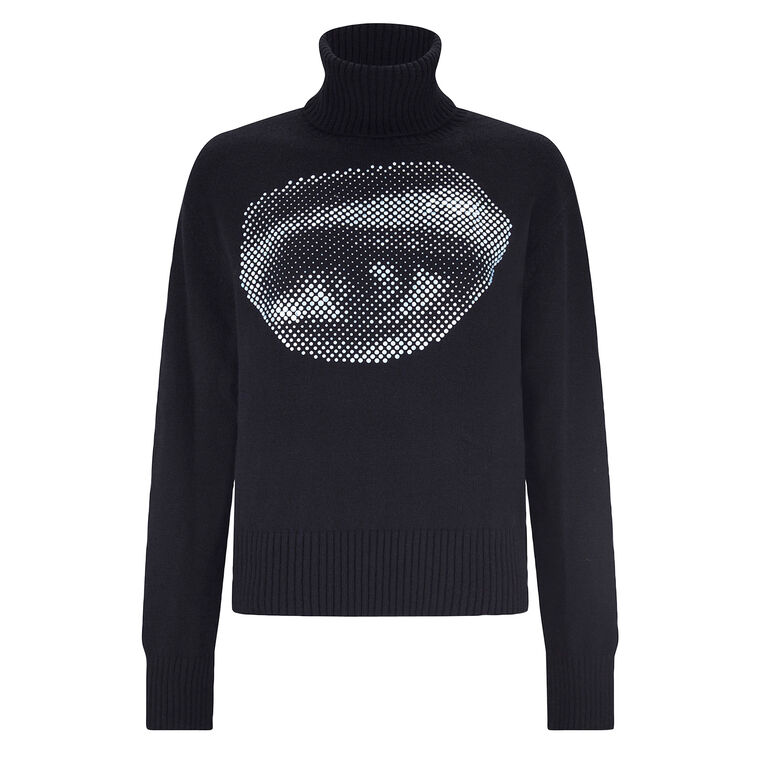 Five Senses Crystal Cropped Turtleneck Sweater image number null