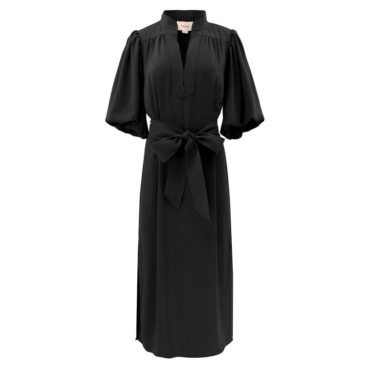 Dani Puff Sleeve Belted Midi Dress image number null
