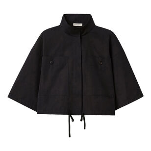 Stand Collar Short Sleeve Oversized Shirt Jacket