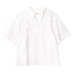 Mae Short Sleeve Button-Front Ruffle Shirt