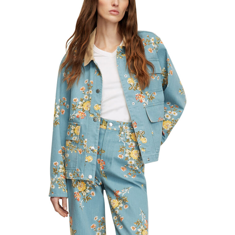 Leighton Floral Denim Jacket With Corduroy Collar image number null