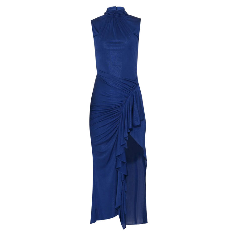 Metallic Jersey Sleeveless Midi Dress image number null