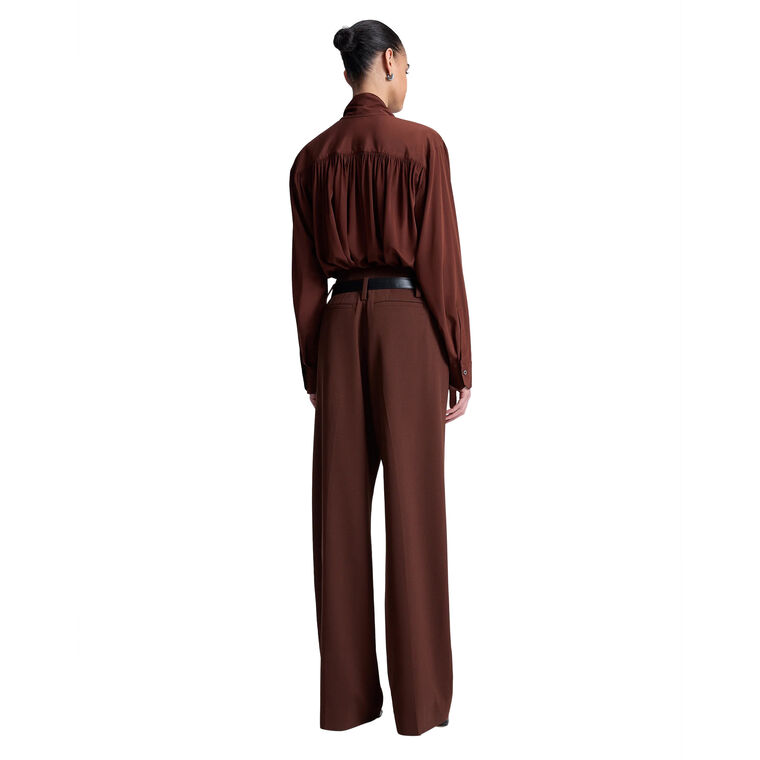 Vivi Long Sleeve Silk Tie-Neck Top image number null