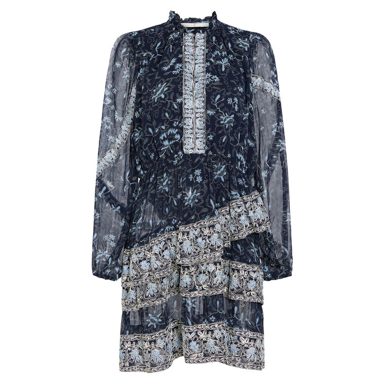 Yazmine Long Sleeve Tiered Mini Dress image number null