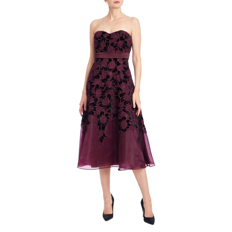 Strapless Velvet Lace Dress image number null