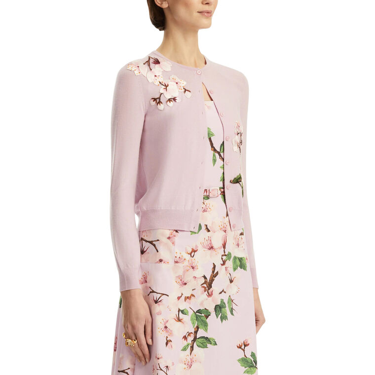 Threadwork Embroidered Cherry Blossom Cardigan image number null