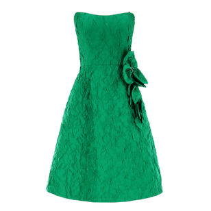 Strapless Floral Applique Dress