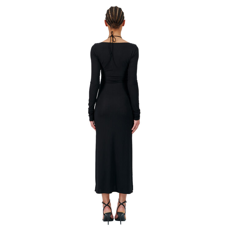 Ribbed Jersey Cardigan Dress With Built-In Bra image number null