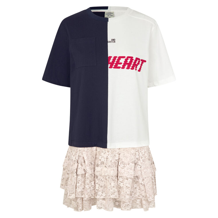 Ariona Short Sleeve Mixed Media Mini Dress image number null