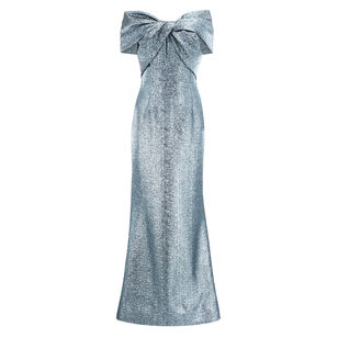Jacquard Twist Bodice Off The Shoulder Gown