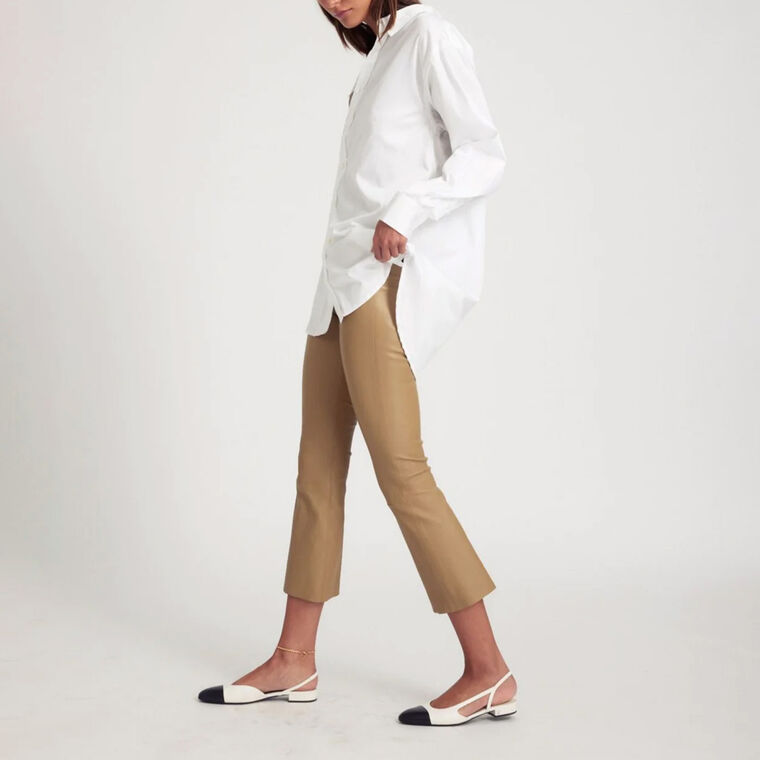 Leather Crop Flare Legging image number null
