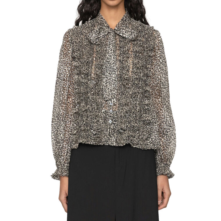 Charlize Print Long Sleeve Bow Top image number null