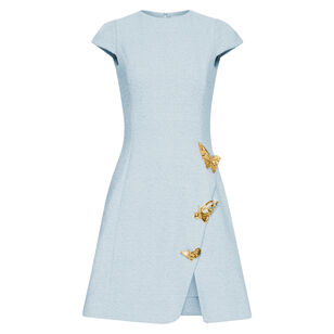Cap Sleeve Butterfly Detail Split Skirt Mini Dress