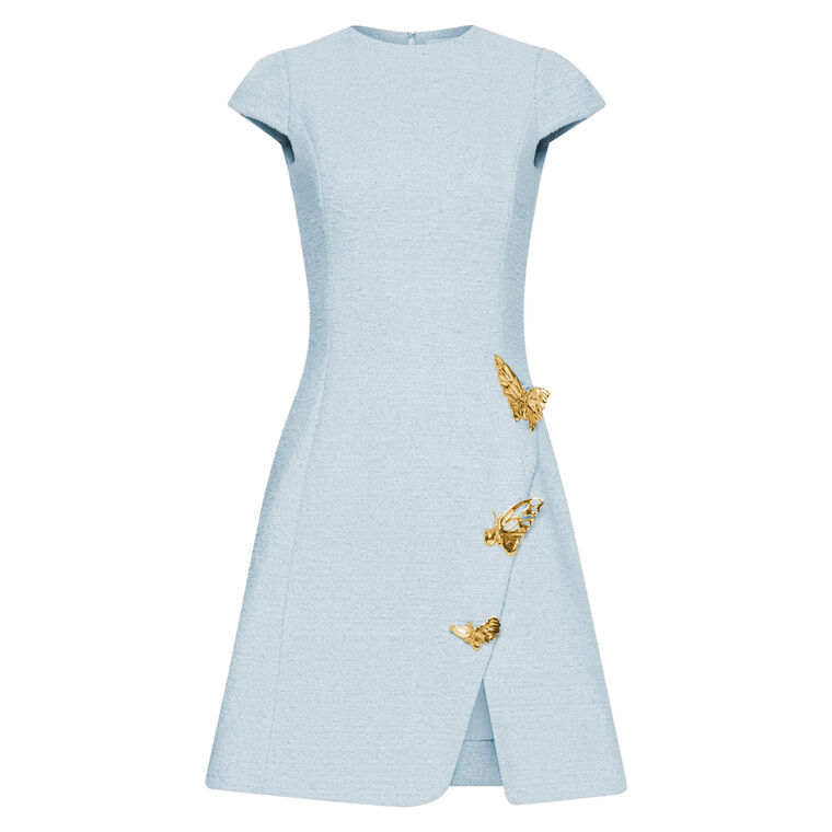 Cap Sleeve Butterfly Detail Split Skirt Mini Dress image number null