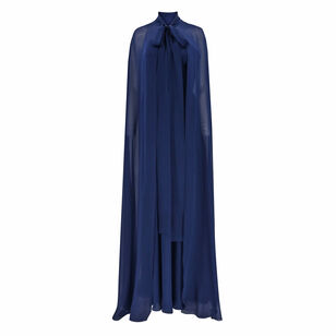 Silk Long Gown With Cape