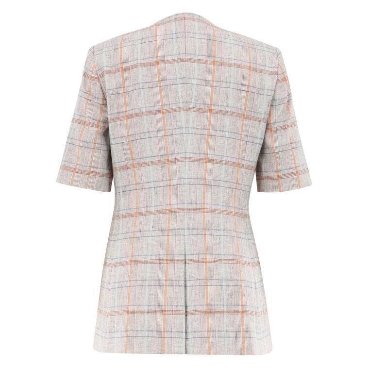 Bodie Short Sleeve Plaid Crew Neck Jacket image number null