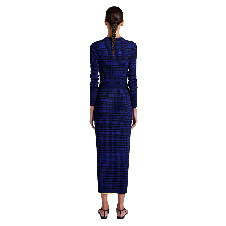 Ivanna Long Sleeve Knit Midi Dress In Micro Check image number null