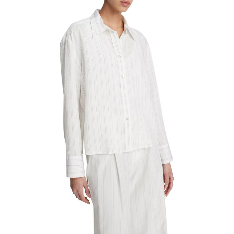 Stripe Boxy Cropped Shirt image number null