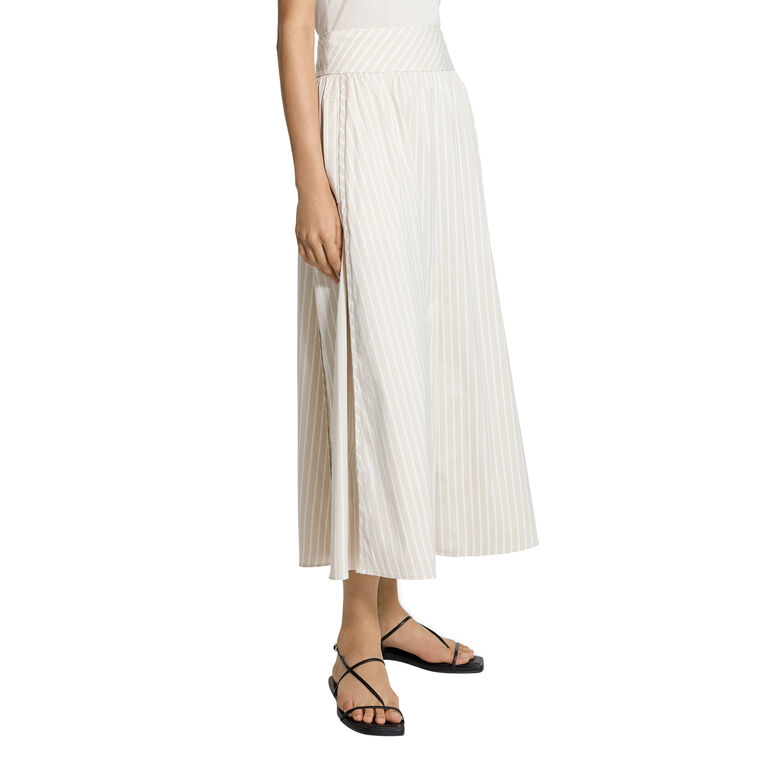 Vented Skirt in Striped Cotton-Blend image number null