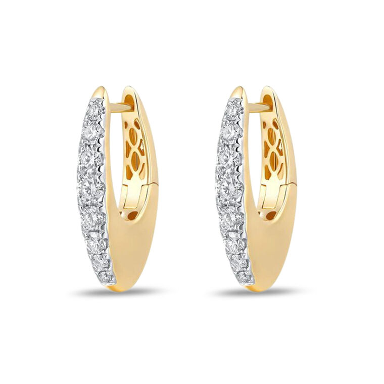 Bold Gold Small Diamond Oval Hoops image number null