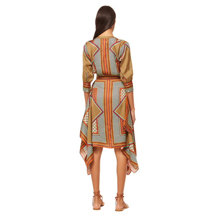 Solmaz Hankerchief Hem Midi Dress image number null