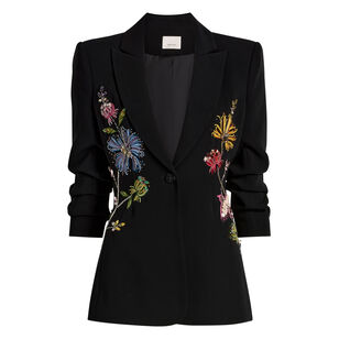 Cheyenne Floral Mixed Media Scrunch Sleeve Blazer