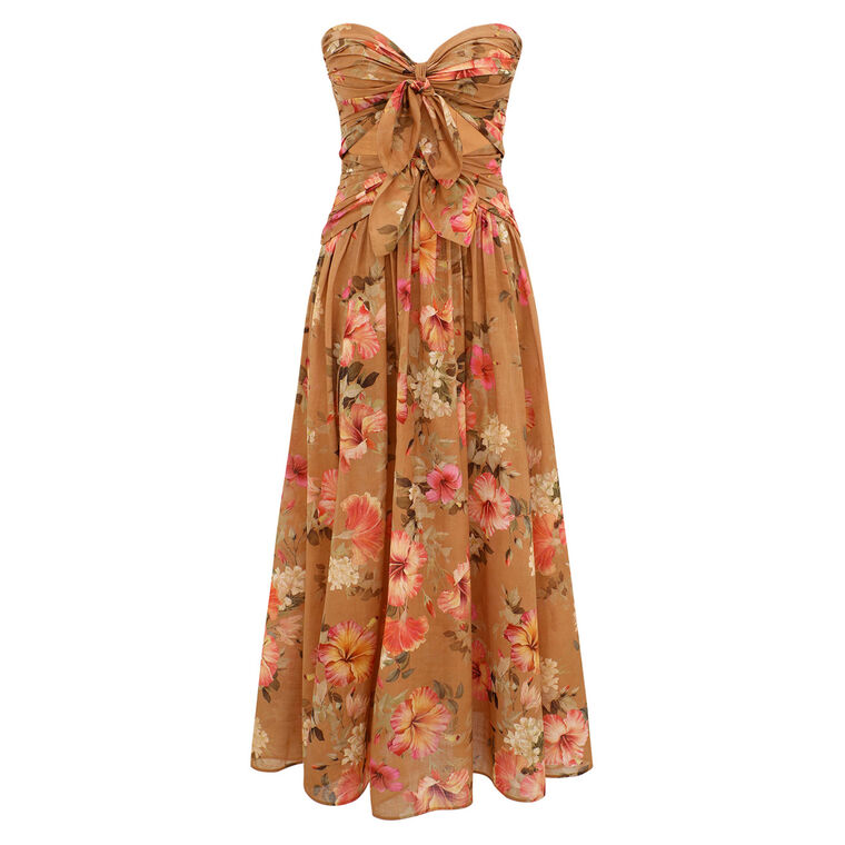 Mahon Strapless Tie Front Midi Dress image number null