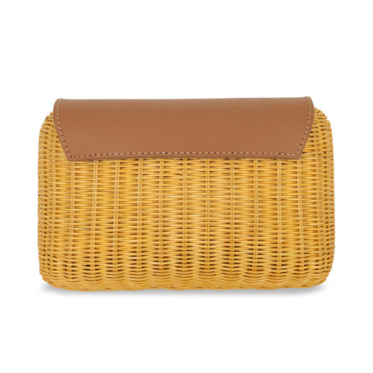 Thayla Wicker Clutch With Leather Flap image number null