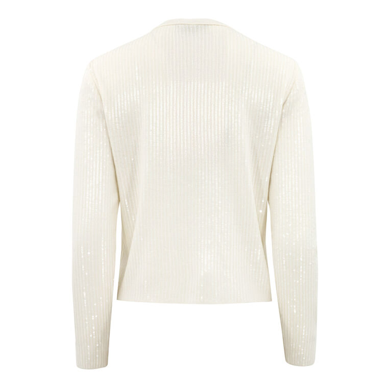 Aspen Sequined Wool Cardigan Sweater image number null