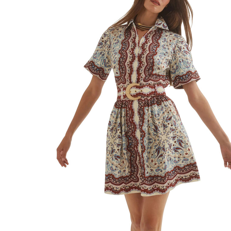 Malena Short Sleeve Belted Mini Dress image number null