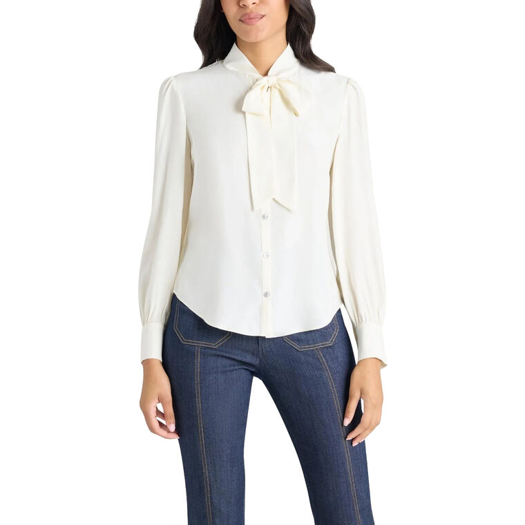 Scotlyn Long Sleeve Tie Neck Silk Top image number null