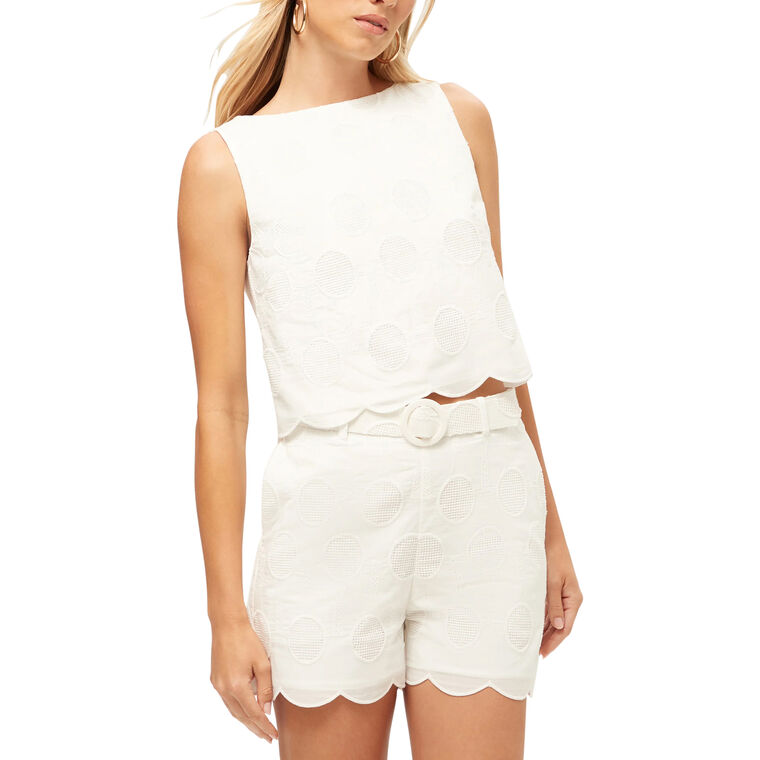 Split Sleeveless Eyelet Crop Top image number null