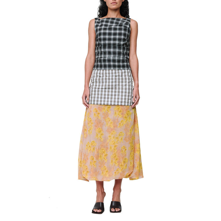 Emily Plaid Floral Sleeveless Maxi Dress image number null