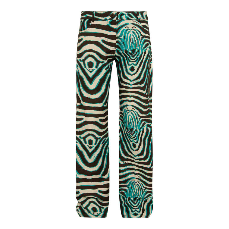 Essie Low Rise Wide Leg Zebra Print Pant image number null