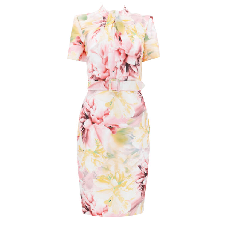 Belted Floral Dress image number null