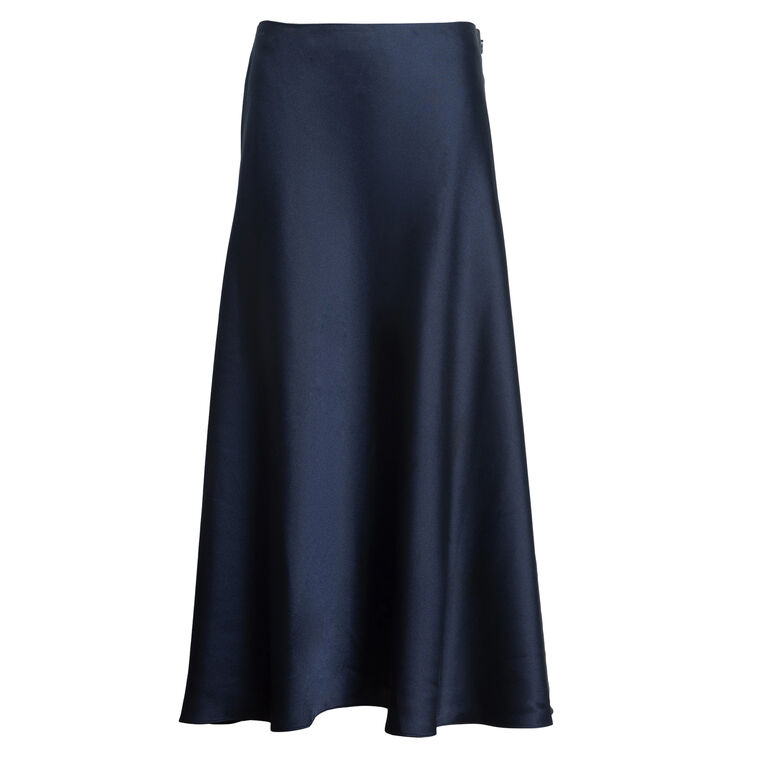 Beth Bias-Cut Satin Midi Skirt image number null