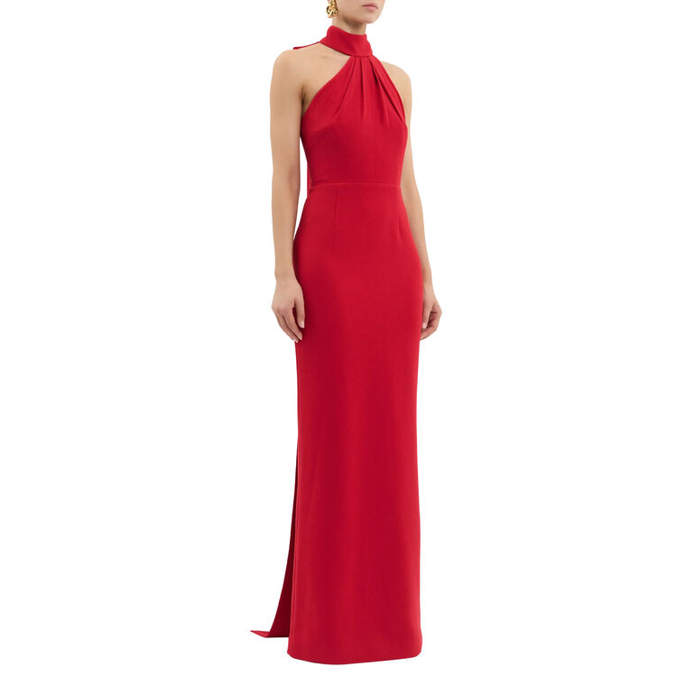 Raziel Asymmetrical Halterneck Column Gown image number null