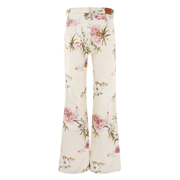 Leigh Mid-Rise Floral Cotton Twill Pants image number null