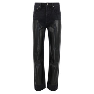 Ryder Straight-Leg Leather Patch Jean