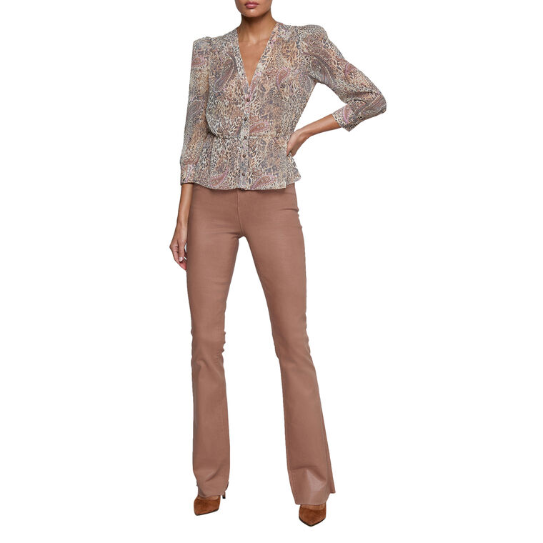 Ruth High Rise Straight-Leg Raw Hem Coated Jean image number null