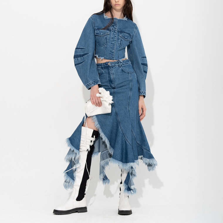 Swirl Denim Skirt image number null