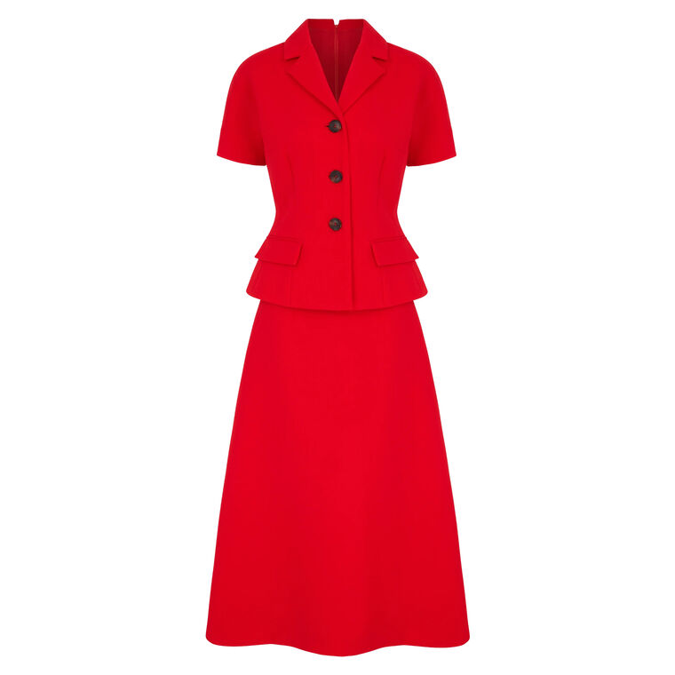 Alexina Short Sleeve Single Wool Crepe Dress image number null