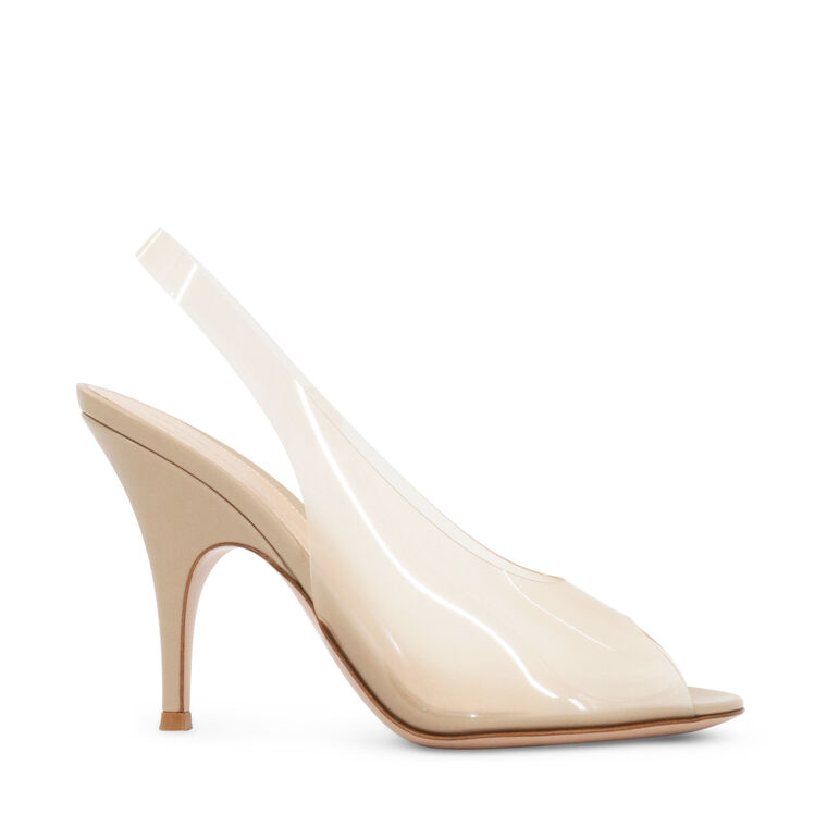 PVC Slingback Peep-Toe Sandals image number null