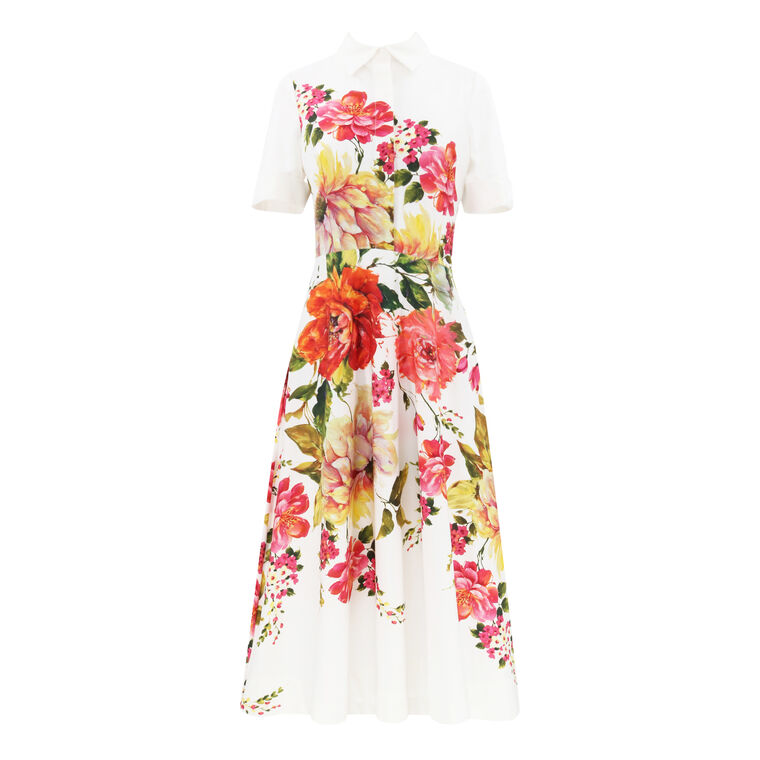 Floral Border Print Shirt Dress image number null