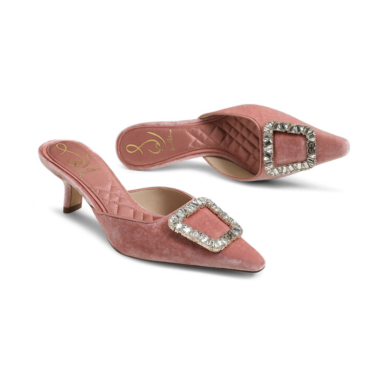 Brit Glow Velvet Kitten Heel Mule image number null