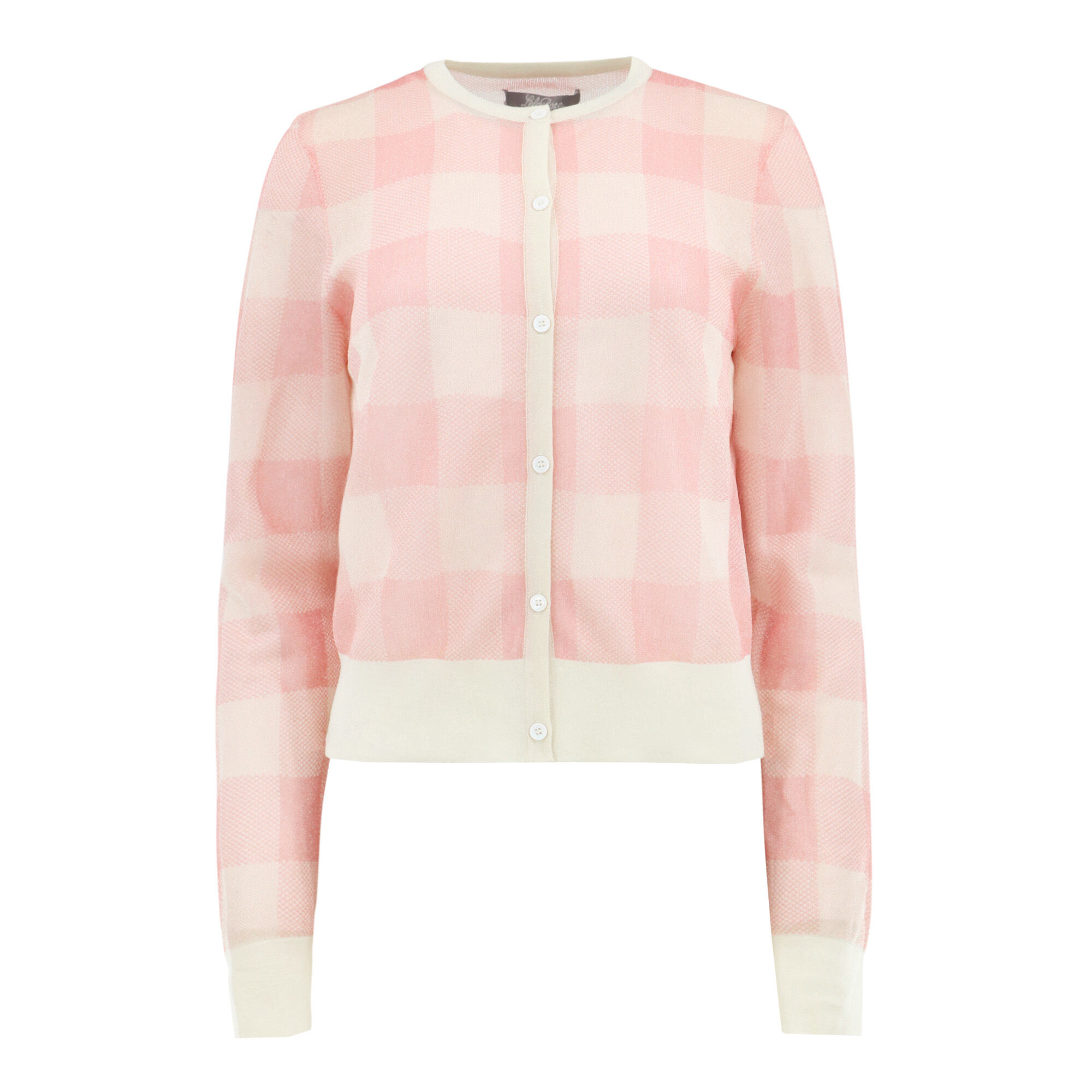 【驚きの値段で】 Plaid Cardigan Sleeve Long Knit Sheer トップス