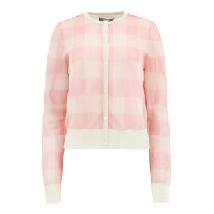 Plaid Sheer Knit Long Sleeve Cardigan